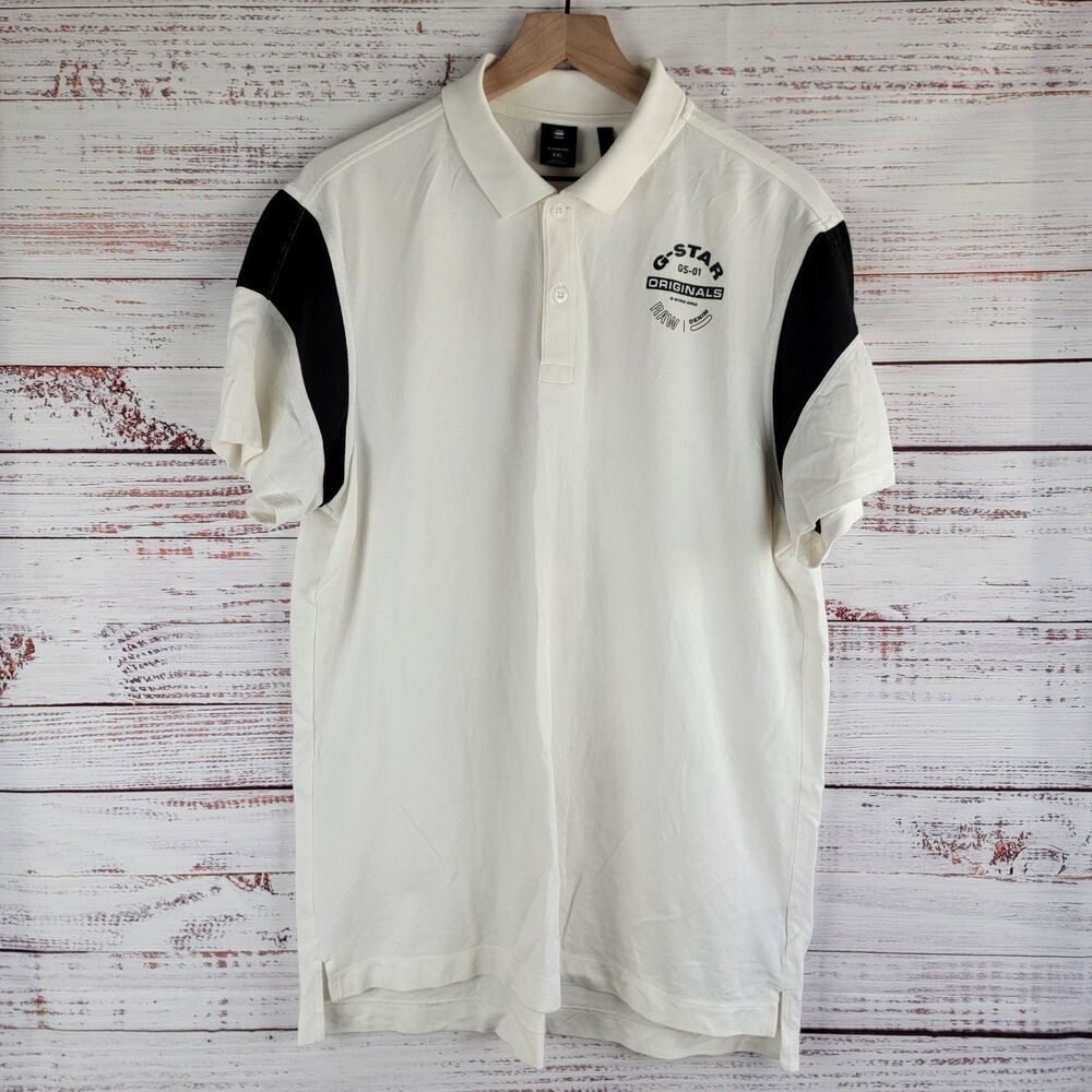 G Star Raw Sport Polo Mens Size 2XL Short Sleeve White Casual